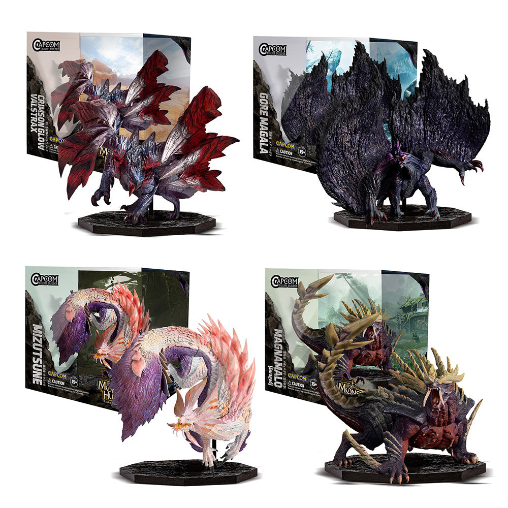 CAPCOM FIGURE BUILDER CUBE MONSTER HUNTER 4pces Box (Gore Magala/Crimson Glow Valstrax/Magnamalo (Enraged)/Mizutsune) Figures