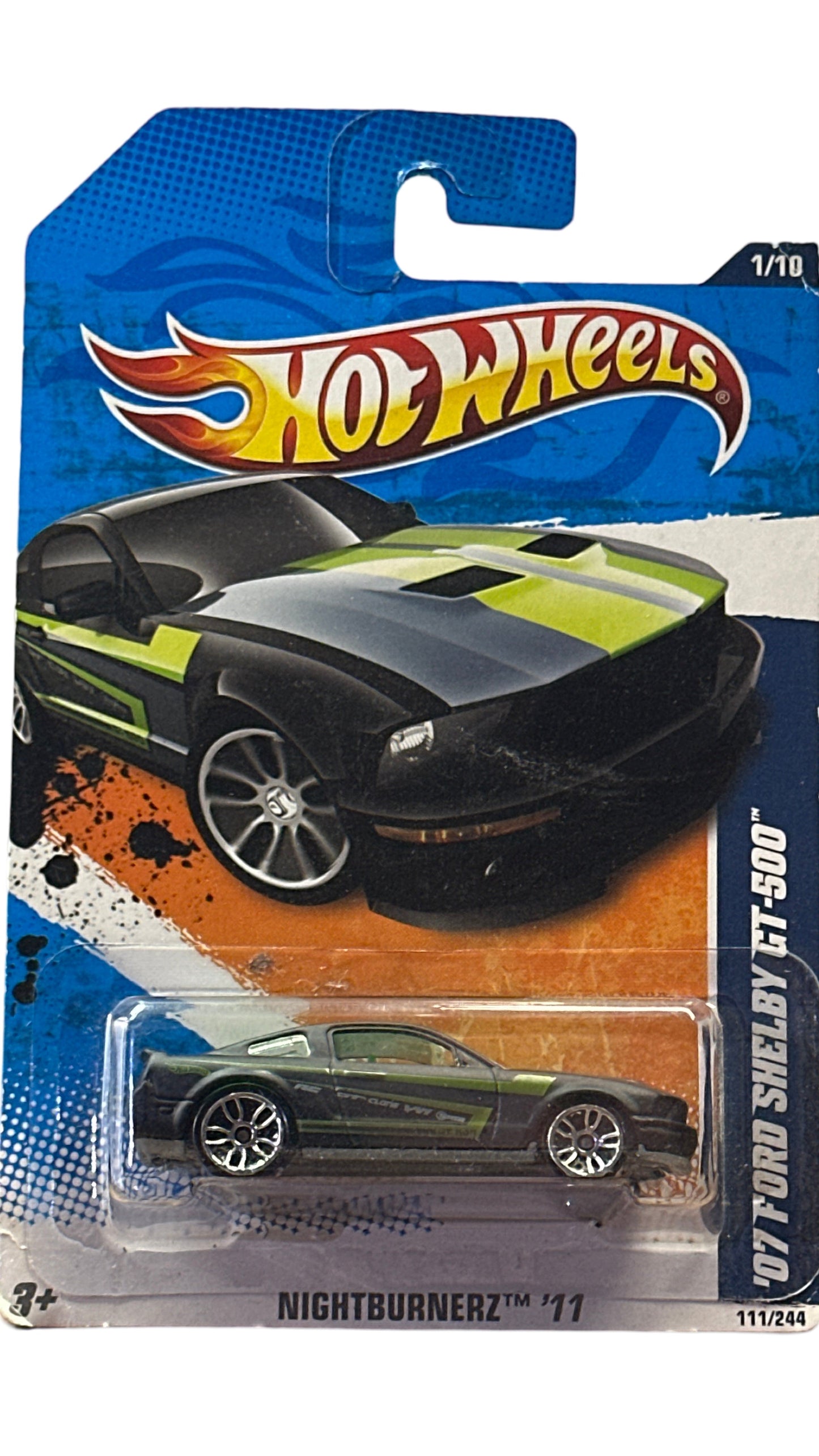 Hot Wheels Nightburnerz 07 Ford Shelby GT-500 Black/Green  1/10