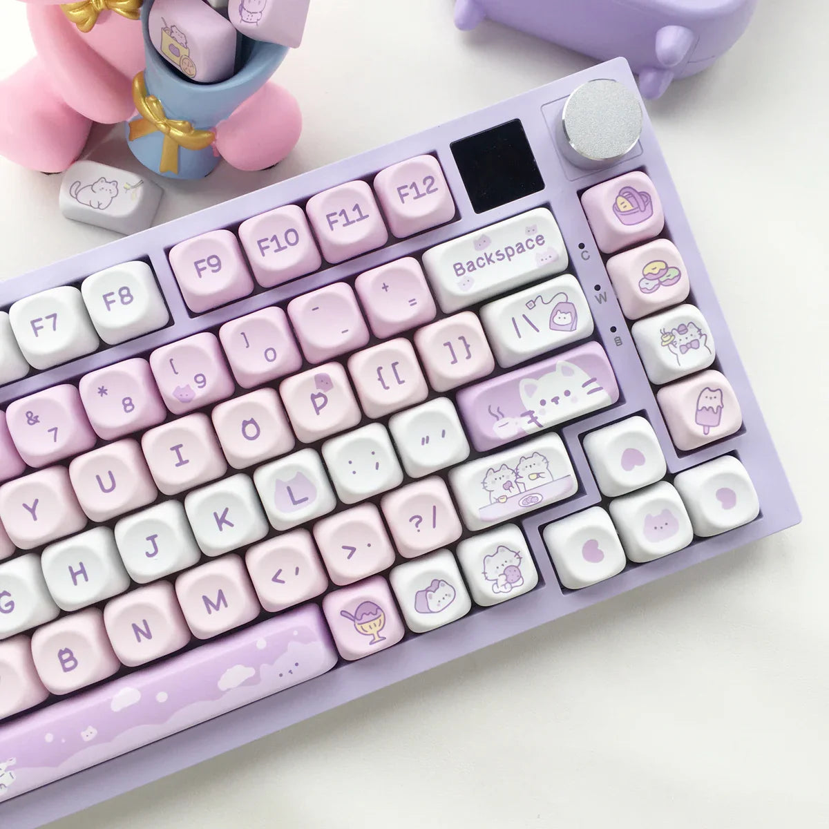 Kawaii Cat Lilac Key Caps