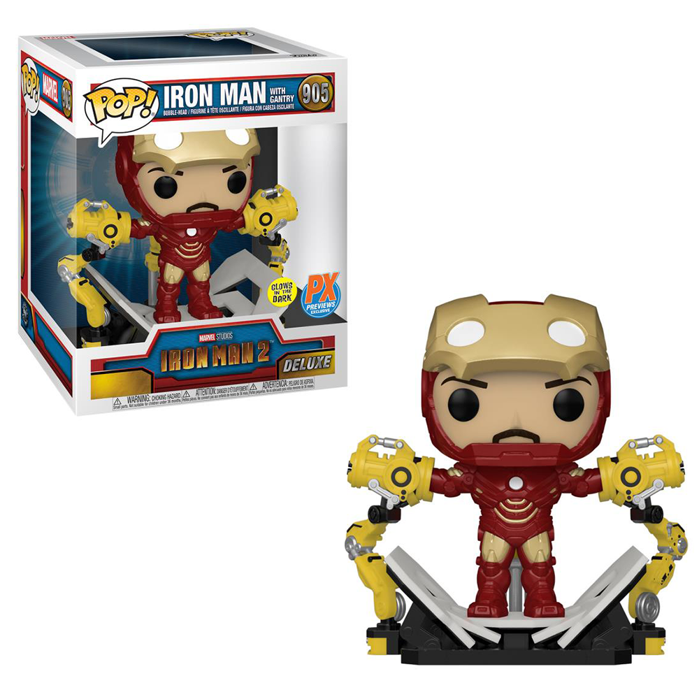 Funko POP! Iron Man 2 - Iron Man with Gantry (Glow in the Dark) Deluxe Vinyl Figure #905 Previews Exclusive (PX)