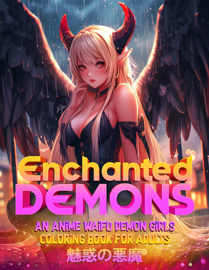 Enchanted Demons: An Anime Waifu demon Girls Coloring Book for Adults Vol-1