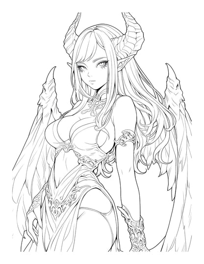 Enchanted Demons: An Anime Waifu demon Girls Coloring Book for Adults Vol-1