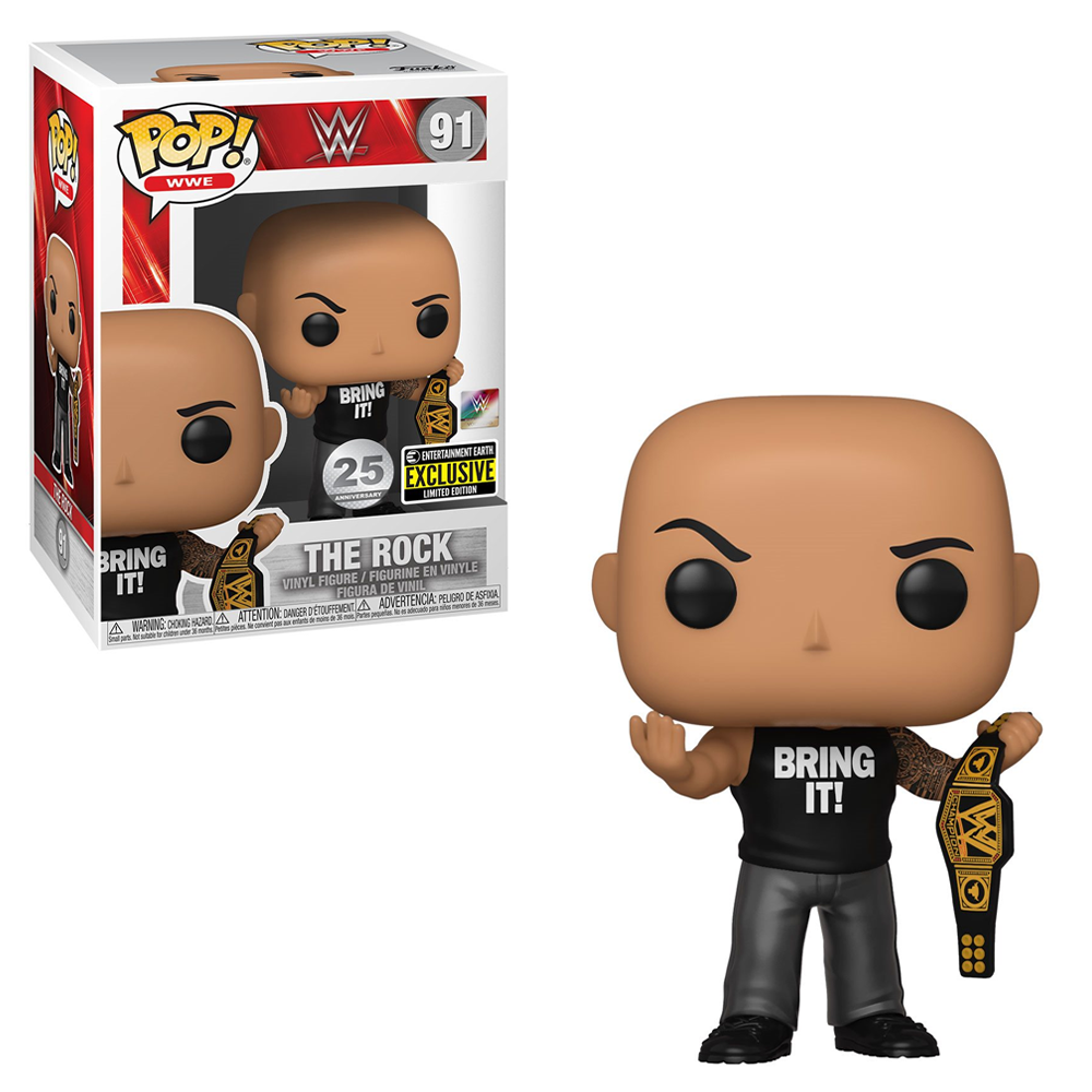 Funko POP! WWE - The Rock with Championship Belt Vinyl Figure #91 Entertainment Earth Exclusive