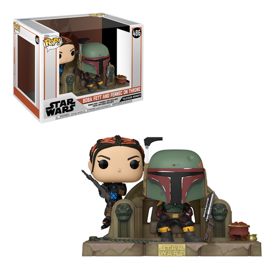 Funko POP! Moment: Star Wars: The Mandalorian - Boba Fett and Fennec Shand on Throne Vinyl Figure #486