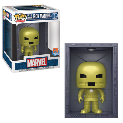 Funko POP! Deluxe: Marvel Hall of Armor - Iron Man (Model 1: Golden Armor) Vinyl Figure #1035 Previews Exclusive (PX)