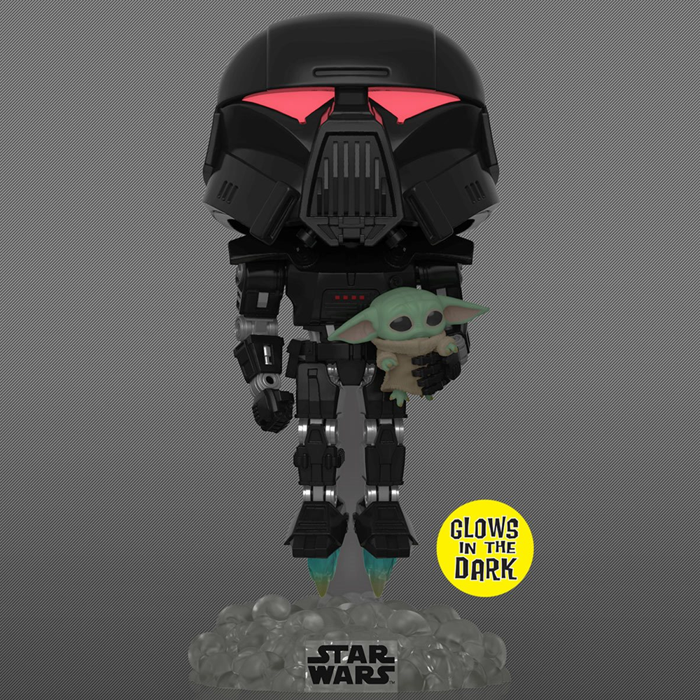 Funko POP! The Mandalorian - Dark Trooper with Grogu (Glow in the Dark) Vinyl Figure Entertainment Earth Exclusive