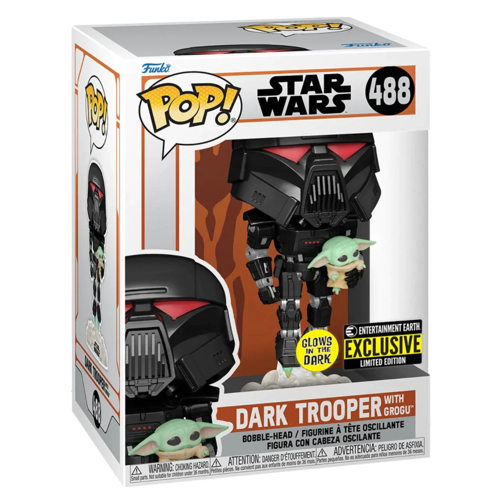 Funko POP! The Mandalorian - Dark Trooper with Grogu (Glow in the Dark) Vinyl Figure Entertainment Earth Exclusive