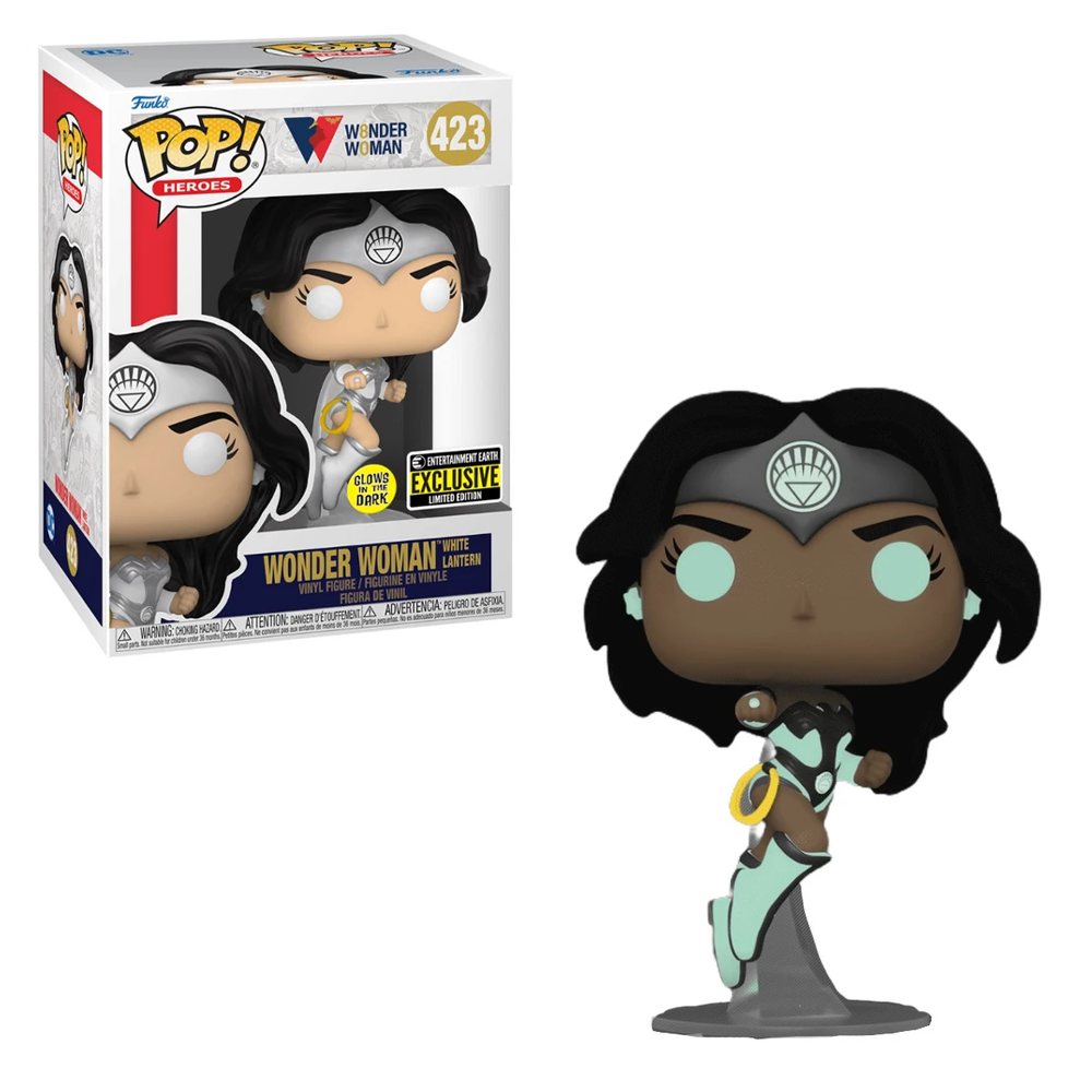 Funko POP! Wonder Woman 80th - Wonder Woman (White Lantern) Glow in the Dark Vinyl Figure #423 Entertainment Earth Exclusive