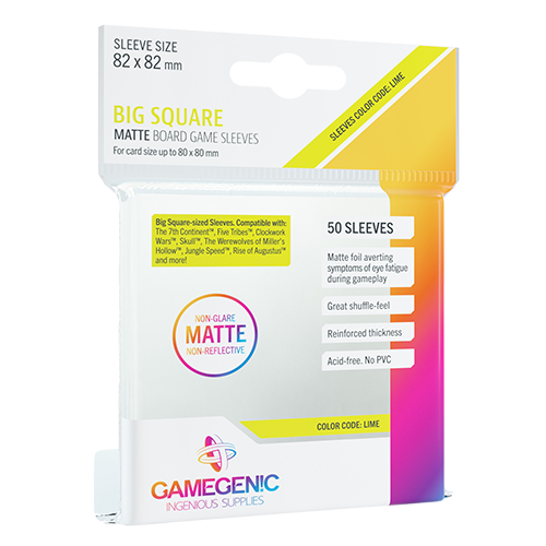 GameGenic MATTE Big Square-Sized Sleeves 82 x 82 mm Lime