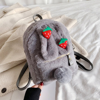 Plush Strawberry Bunny Backpack