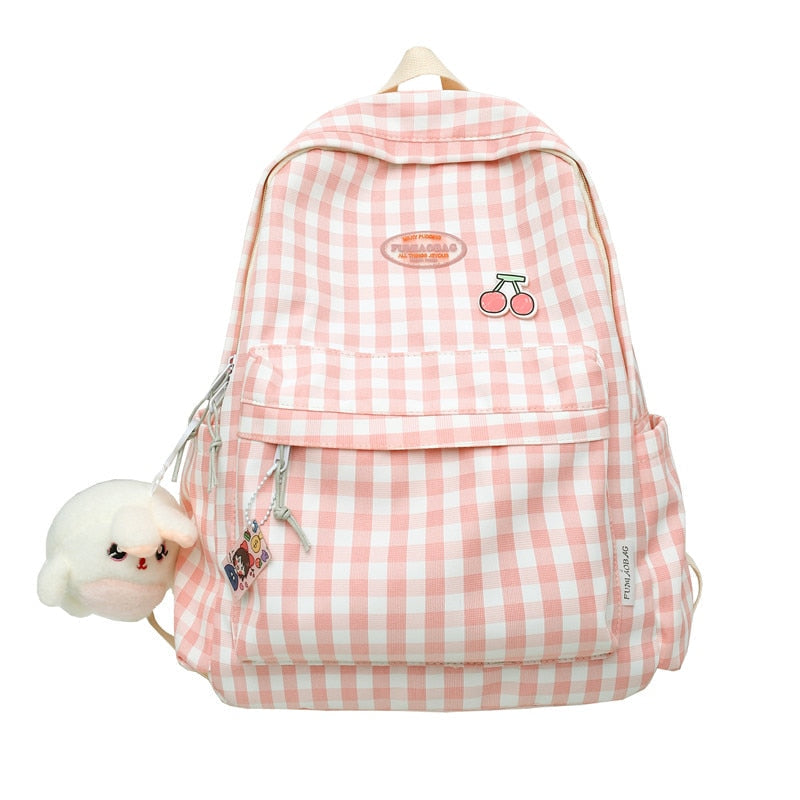 Cherry Plaid Backpack