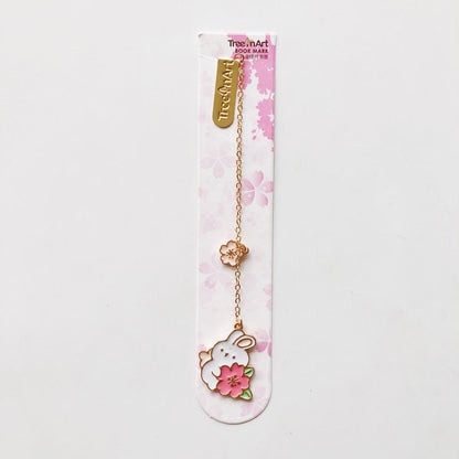 Cherry Blossom Bunny and Cat Bookmarks