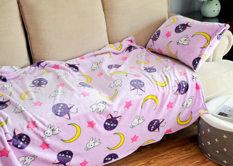 Moon Bunny Flannel Blanket & Pillowcase