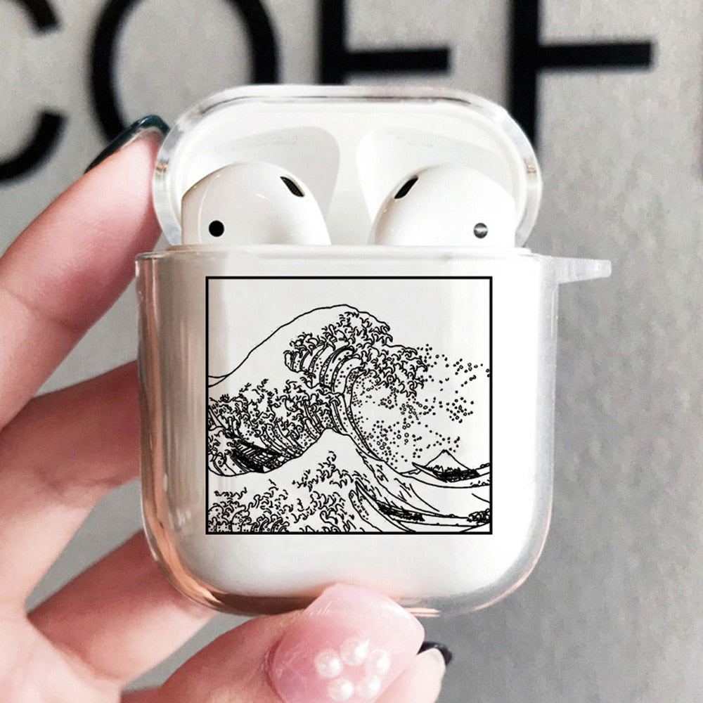 Wave Block Print Airpods Case