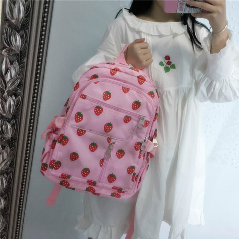 Harajuku Strawberry Canvas Backpack