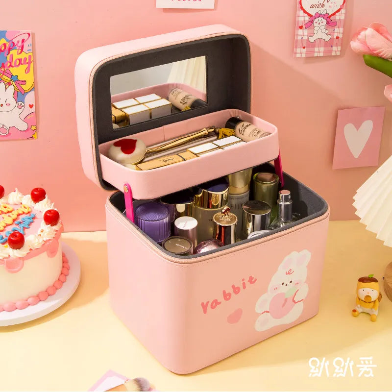 Cute Beauty Organizer Faux Leather Case