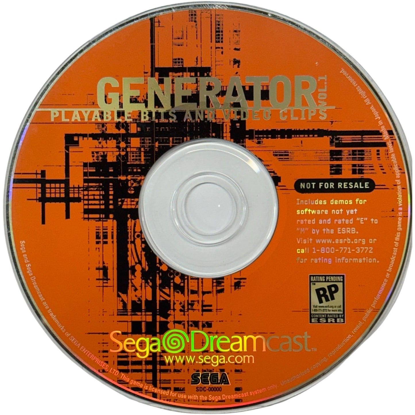 Sega Dreamcast Generator Volume 1 (Playable Bits and Video Clips (DISC ONLY)