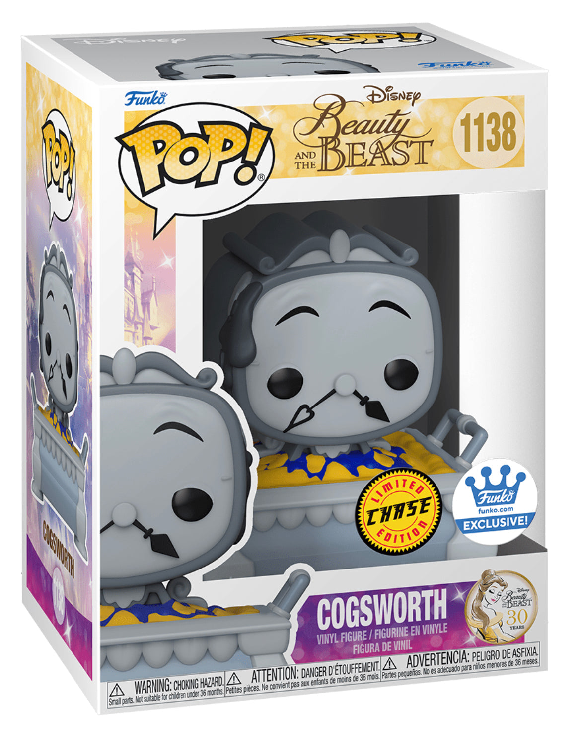 POP! Disney: 1138 Beauty And The Beast 30th, Cogsworth (Chase) Exclusive