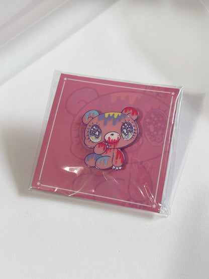 Sitting Gloomy Bear Enamel Pin by Yurie Sekiya