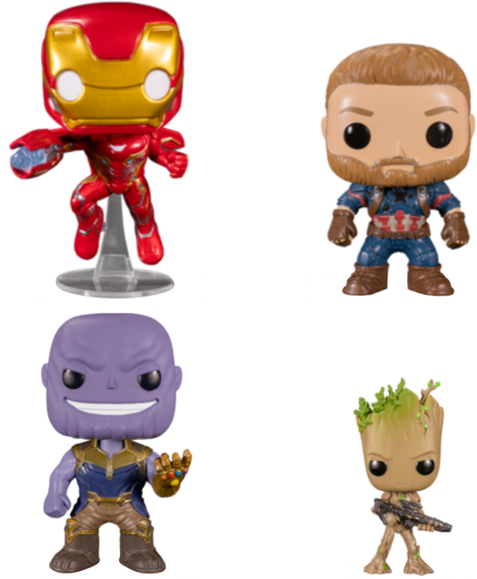 POP! Marvel: Avengers (Infinity War), Iron Man / CPT. America / Thanos / Groot (4-PCK) Exclusive