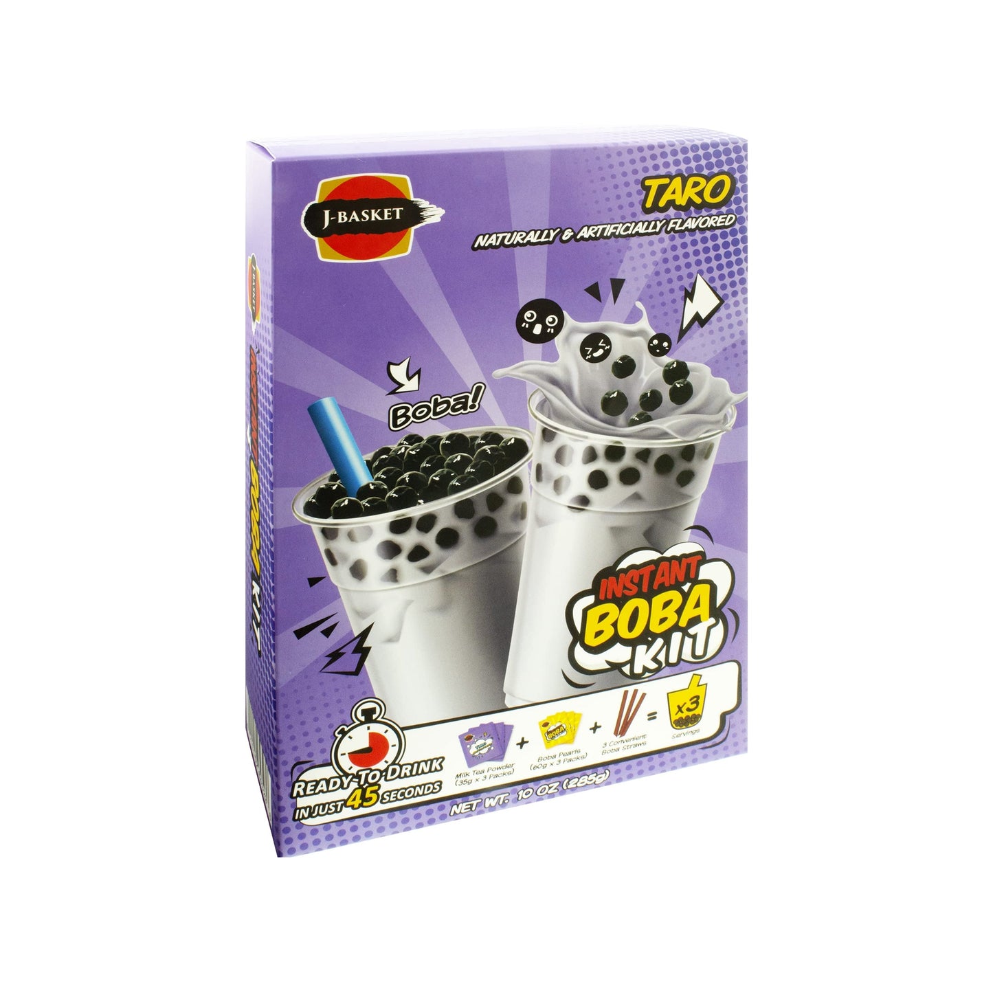 J-Basket Taro Tea Boba Kit 3 Cups (Taiwan)