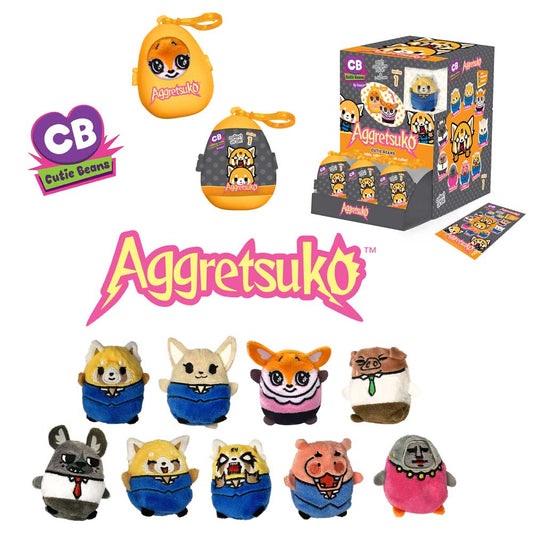 Fiesta: Cutie Beans Aggretsuko - 1 Blind Plastic Egg with 3" Plush Clip