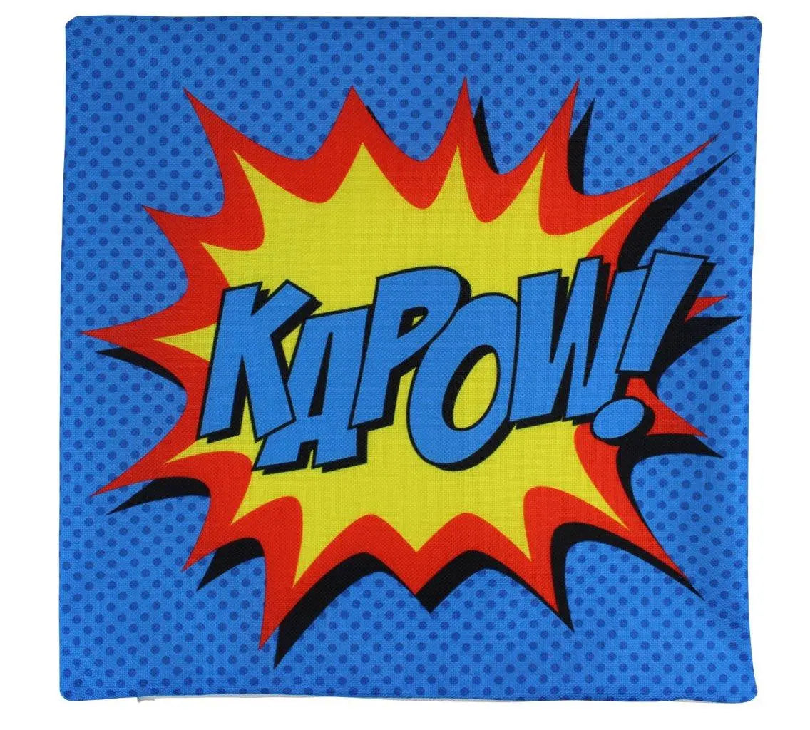 KAPOW | Blue |  Anime | Fun Gifts | Pillow Cover | Home Decor | Throw Pillows | Happy Birthday | Kids Room | Bedroom Decor | Room Decor