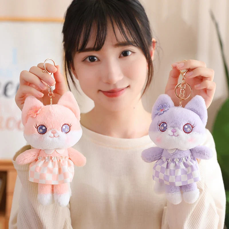 Cherry Blossom Fox Plushie Keychains