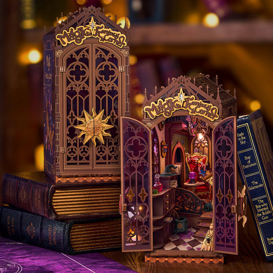 Rolife Magic Fantasy Corner DIY Book Nook Kit | Enchanted Miniature Shelf Insert