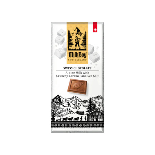 Milkboy Alpine Milk Chocolate With Crunchy Caramel And Sea Salt Bar (3.5oz)(Switzerland)