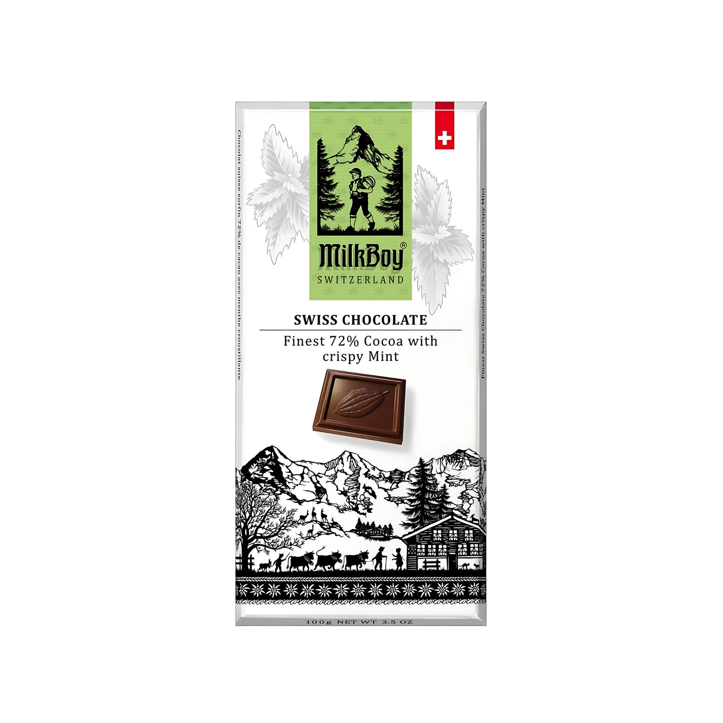 Milkboy Dark Chocolate 72% Cocoa With Crispy Mint Bar (Switzerland)