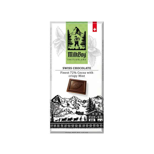 Milkboy Dark Chocolate 72% Cocoa With Crispy Mint Bar (Switzerland)