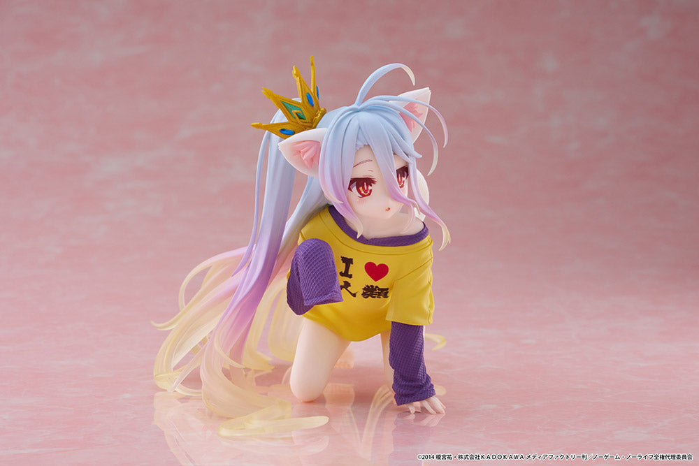 No Game No Life - Shiro Desktop Cute Prize Figure (Cat Ear T-Shirt Ver.)