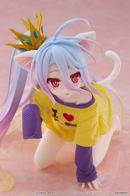 No Game No Life - Shiro Desktop Cute Prize Figure (Cat Ear T-Shirt Ver.)