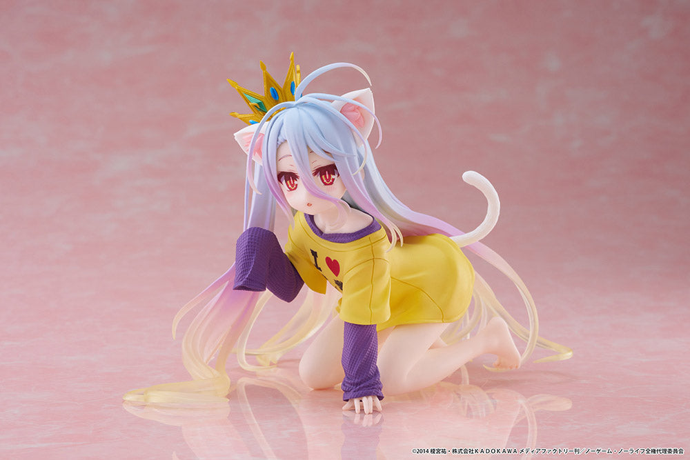 No Game No Life - Shiro Desktop Cute Prize Figure (Cat Ear T-Shirt Ver.)