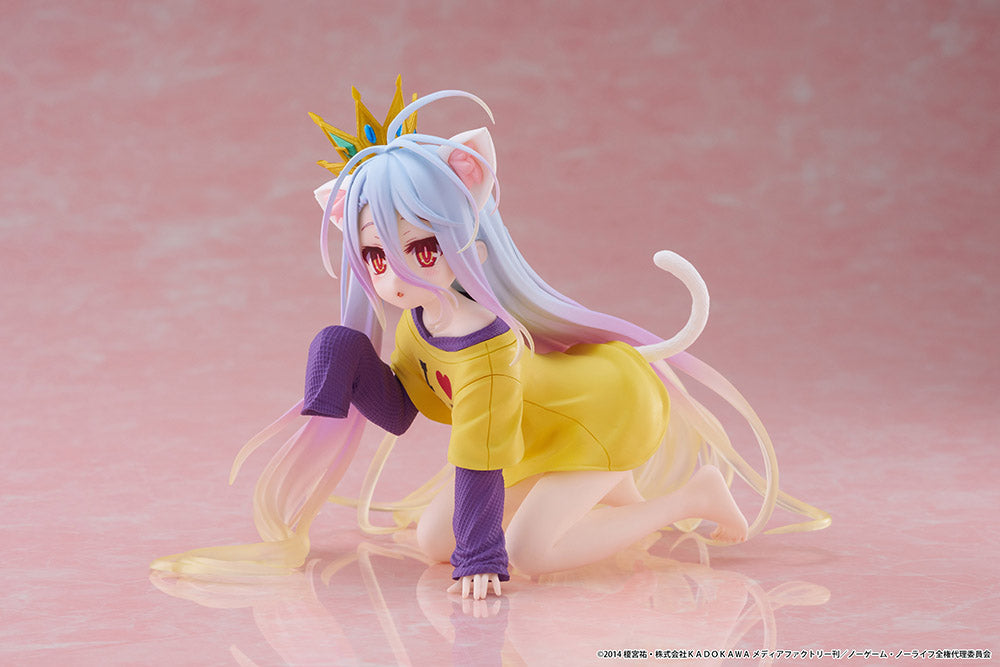 No Game No Life - Shiro Desktop Cute Prize Figure (Cat Ear T-Shirt Ver.)