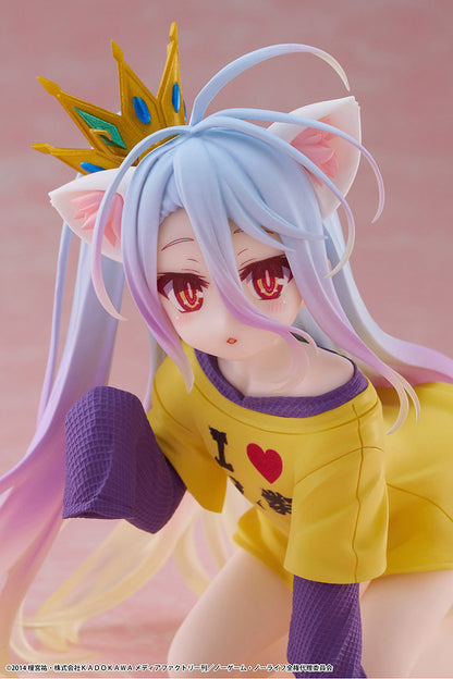 No Game No Life - Shiro Desktop Cute Prize Figure (Cat Ear T-Shirt Ver.)