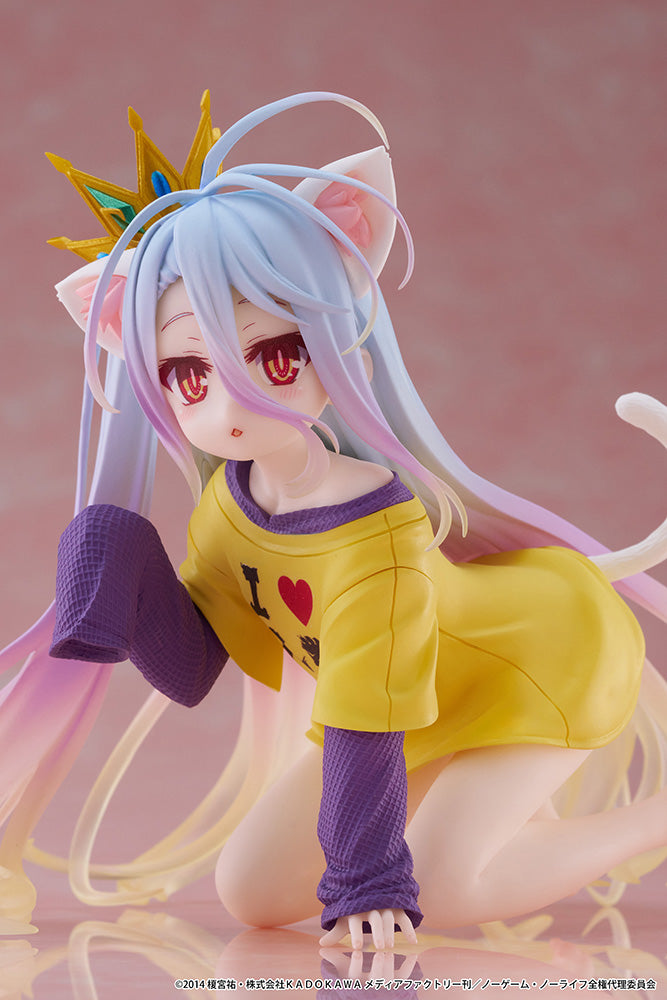 No Game No Life - Shiro Desktop Cute Prize Figure (Cat Ear T-Shirt Ver.)