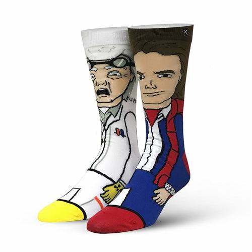 Back to the Future "Doc and Marty" Men's 360 Knit Mix-Match Socks (Size 6-13)