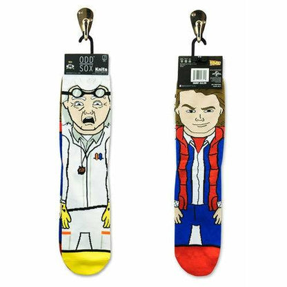 Back to the Future "Doc and Marty" Men's 360 Knit Mix-Match Socks (Size 6-13)