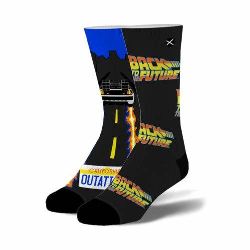 Back to the Future "Time Traveler" Men's Crew Straight Down Knit Mix-Match Socks (Size 8-12)