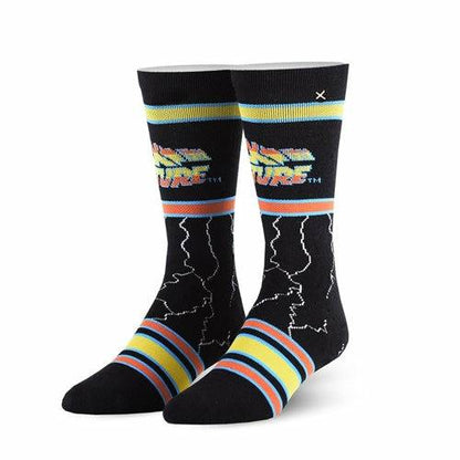 Back to the Future "Lightning" Men's Crew Straight Down Knit Socks (Size 8-12)