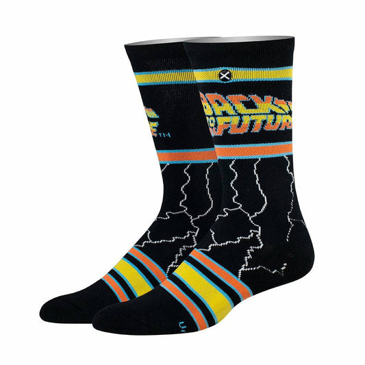 Back to the Future "Lightning" Men's Crew Straight Down Knit Socks (Size 8-12)