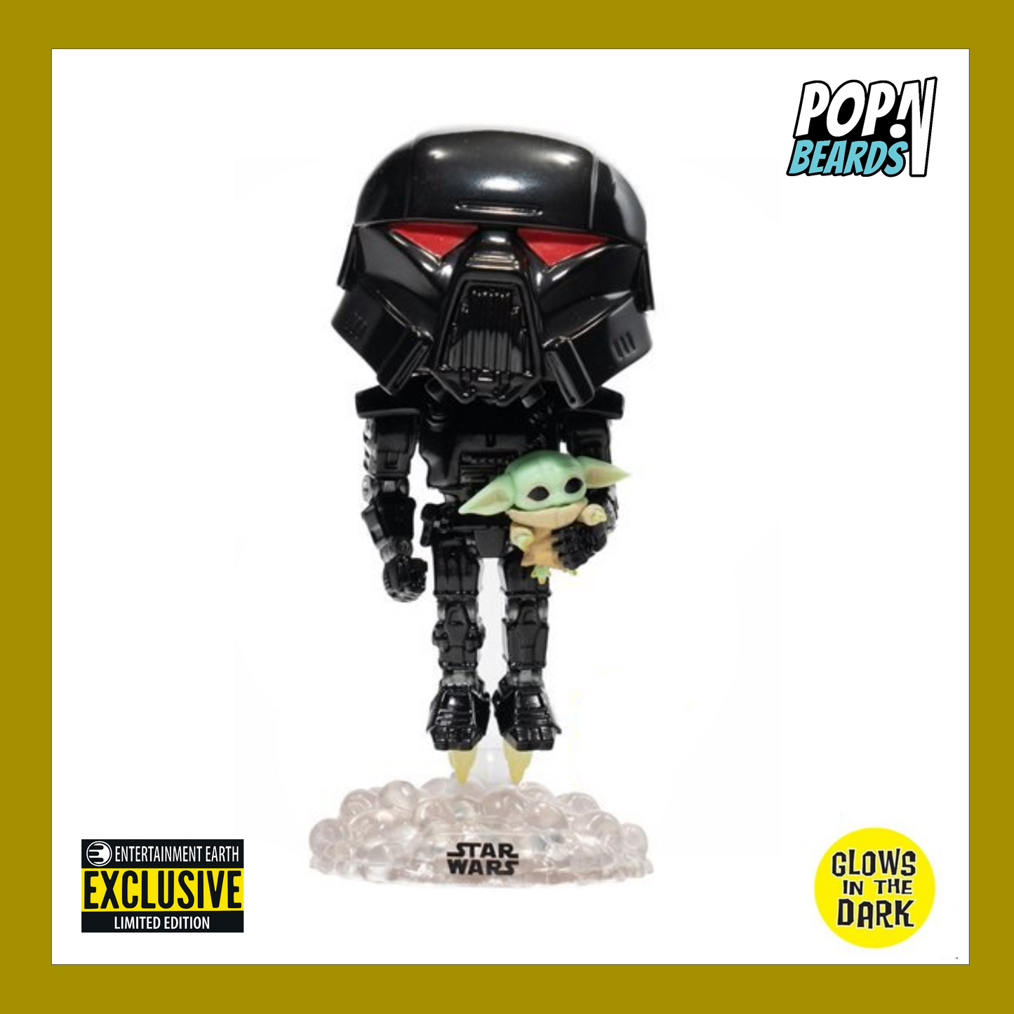 POP! Star Wars: 488 The Mandalorian, Dark Trooper with Grogu (GITD) Exclusive