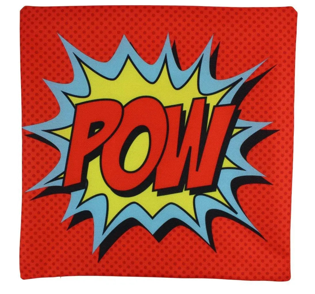 POW | Anime | Fun Gifts | Pillow Cover | Home Decor | Superhero | Happy Birthday | Kids Room | Red Throw PIllow | Kids Decor | Room Decor