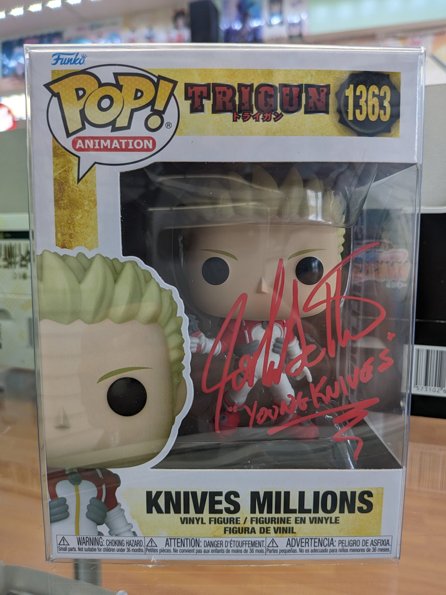 Funko Pop! Animation: Trigun – Knives Millions, signiert von Synchronsprecher Joshua Seth 