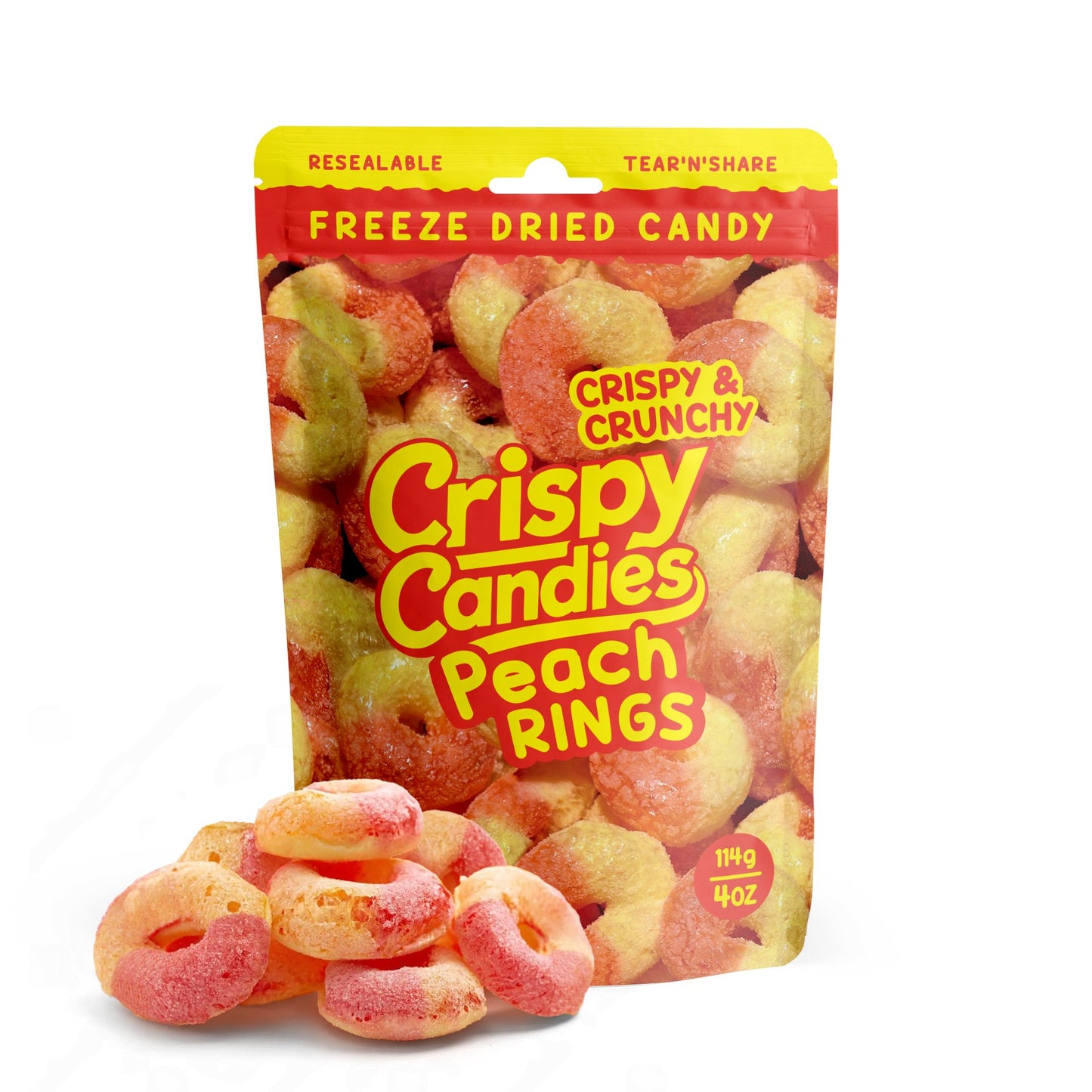 Crispy Candies - Peach Rings Freeze Dried Candy 114g