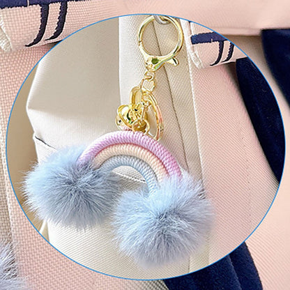 Fluff Ball Rainbow Keychain