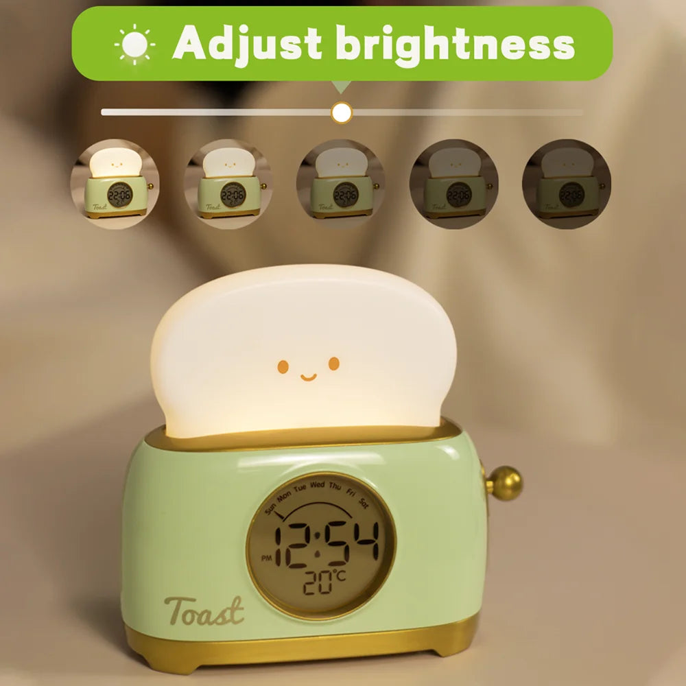 Kawaii Toaster Night Light Alarm Clock