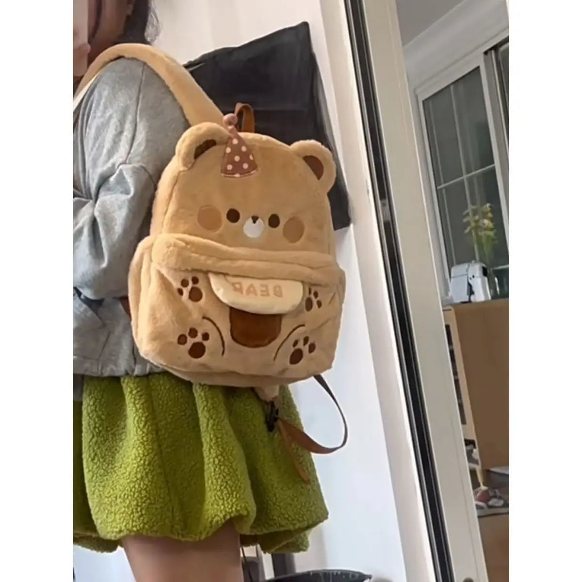 Sweet Plush Brown Bear Backpack